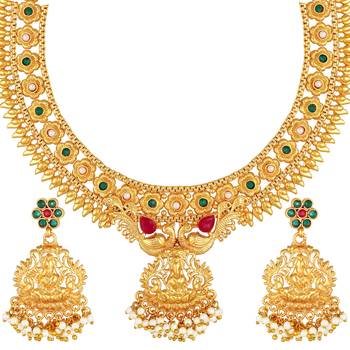 Peacock Inspired Gold Plated Necklace set for women 3