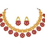 Wedding Wear Gold Plated Choker Style Necklace Set For Women