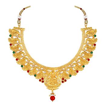 Traditional Wedding Wear Gold Plated Temple Necklace Set For Women 4