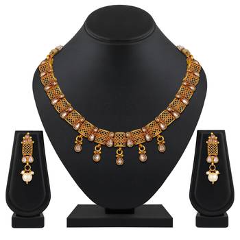 wedding wear Designer Gold Plated Choker Style Necklace Set For Women 1