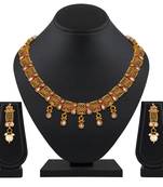 wedding wear Designer Gold Plated Choker Style Necklace Set For Women