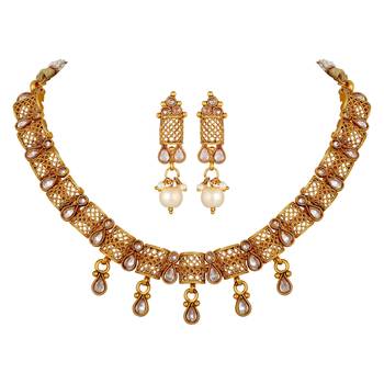 wedding wear Designer Gold Plated Choker Style Necklace Set For Women 2