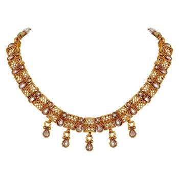 wedding wear Designer Gold Plated Choker Style Necklace Set For Women 4