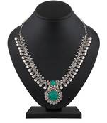 Peacock Inspired Oxidised Silver Necklace Set For Women