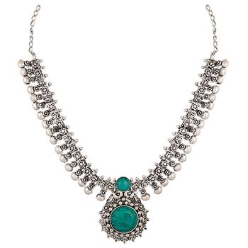 Peacock Inspired Oxidised Silver Necklace Set For Women 2