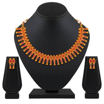 Ethnic Wedding Gold Plated Choker Style Necklace Set For Women 1