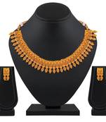 Traditional Wedding Stuning Designer Choker Style Gold Plated Brass Necklace Set For Women