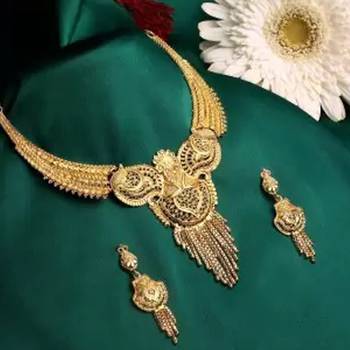 Traditional Designer 1 Gram Gold Plated Choker Necklace Set For Women And Girls 1