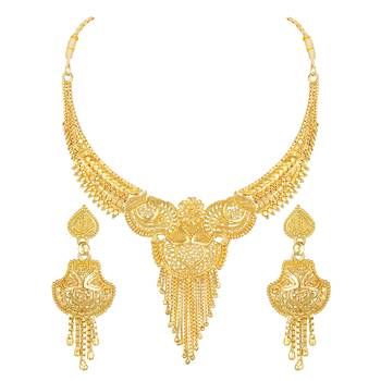 Traditional Designer 1 Gram Gold Plated Choker Necklace Set For Women And Girls 2
