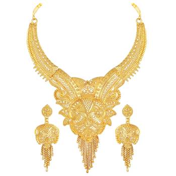 Attractive Traditional 1 Gram Gold Plated Choker Necklace Set For Women Or Girls 2
