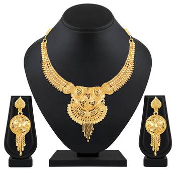 Beautiful Designer 1 Gram Gold Plated Choker Necklace Set For Women 1