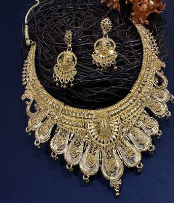 Wedding Wear Designer 1 Gram Gold Plated Necklace Set For Women 1