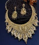 Wedding Wear Designer 1 Gram Gold Plated Necklace Set For Women