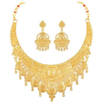 Wedding Wear Designer 1 Gram Gold Plated Necklace Set For Women 2