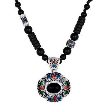 Lovely Black Beads And Multi Colour Matinee Style Necklace Women And Girls 1