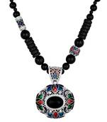 Lovely Black Beads And Multi Colour Matinee Style Necklace Women And Girls