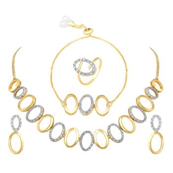 Alluring Party Wear Choker Style Fancy Necklace Set With Bracelet And Ring 1