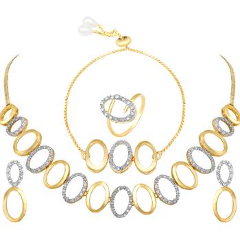 Alluring Party Wear Choker Style Fancy Necklace Set With Bracelet And Ring 2