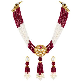 Attractive Gold Plated Kundan Studded Necklace Set For Women 1