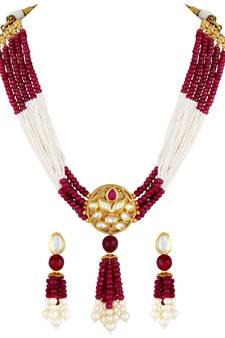 Attractive Gold Plated Kundan Studded Necklace Set For Women