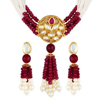 Attractive Gold Plated Kundan Studded Necklace Set For Women 2