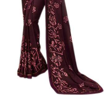 Purple printed Georgette saree with blouse 2