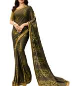 Mehndi printed georgette saree with blouse
