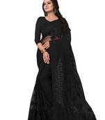 Black embroidered net saree with blouse