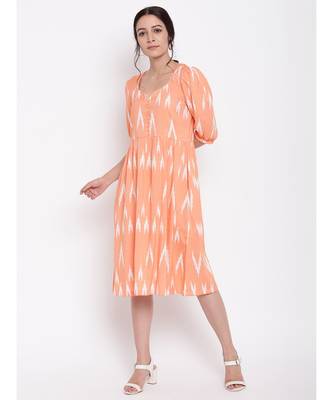 Orange Print Button Dress 1