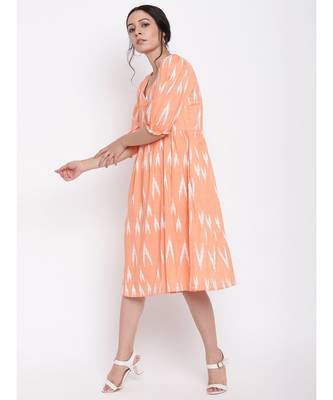 Orange Print Button Dress 2