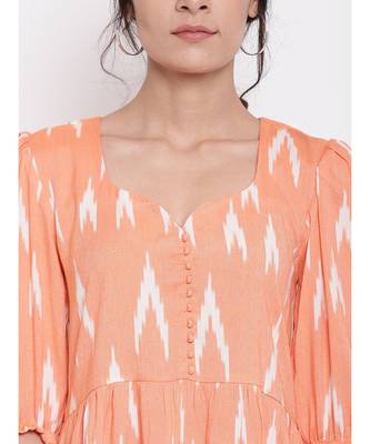 Orange Print Button Dress 5