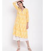 Yellow Ikkat Print Kurta Set