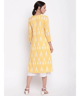 Yellow Ikkat Print Kurta Set 3