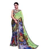 Light green printed georgette saree with blouse