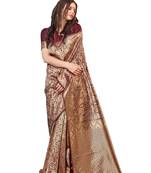 Maroon woven art silk saree with blouse
