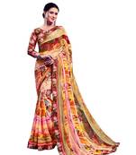 Multicolor printed georgette saree with blouse