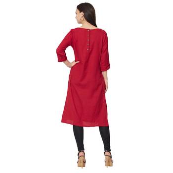 Maroon plain cotton kurtas-and-kurtis 2