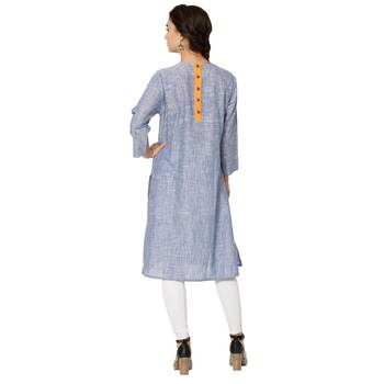 Blue plain cotton kurtas-and-kurtis 2