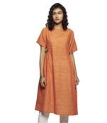 Orange plain cotton kurtas-and-kurtis