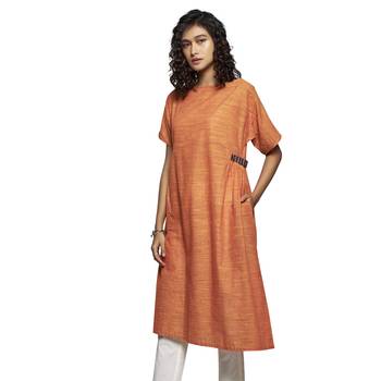 Orange plain cotton kurtas-and-kurtis 3