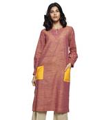 Pink plain cotton kurtas-and-kurtis