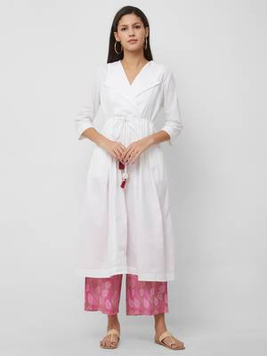 White plain cotton kurta-sets 1