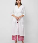 White plain cotton kurta-sets