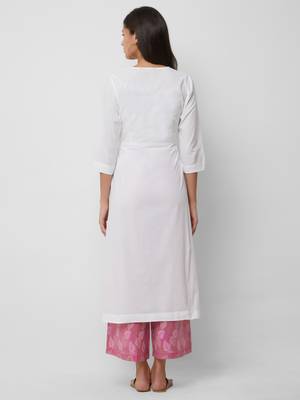 White plain cotton kurta-sets 2