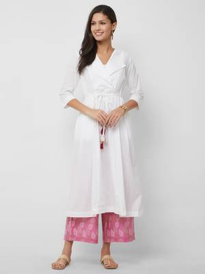 White plain cotton kurta-sets 4