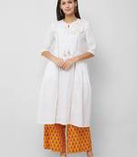 White embroidered cotton kurta-sets