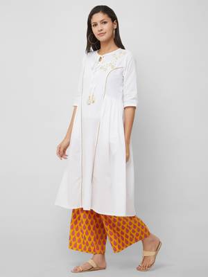 White embroidered cotton kurta-sets 3