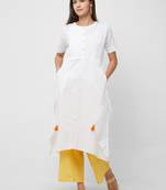 White plain cotton kurta-sets