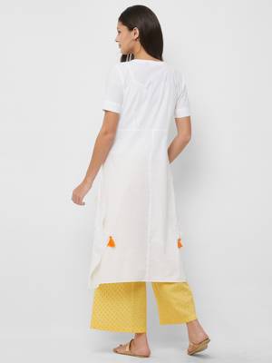 White plain cotton kurta-sets 2