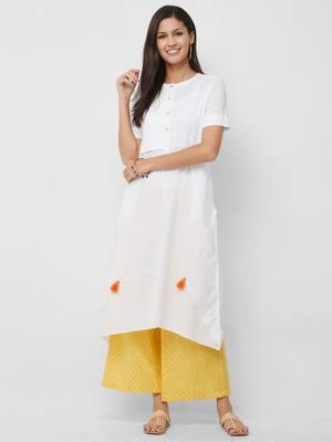 White plain cotton kurta-sets 4